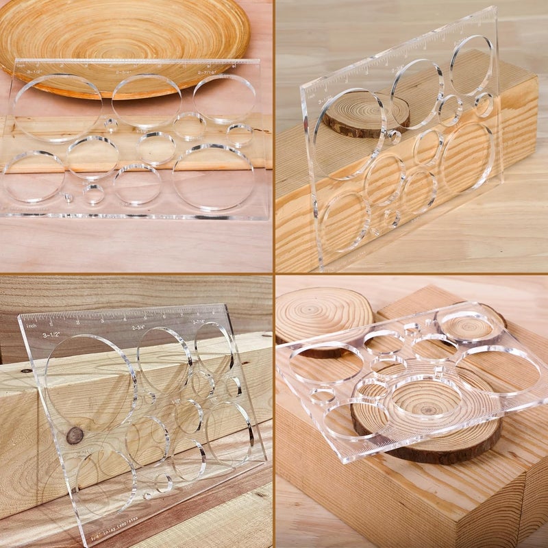 Monliful 10"*7.9" inches 13 in 1 Router Template for Woodworking,Router Jig Template,Bowtie Router Template Jig Kit, Circle Inlay Template Decorative Template, clarity - Image 2
